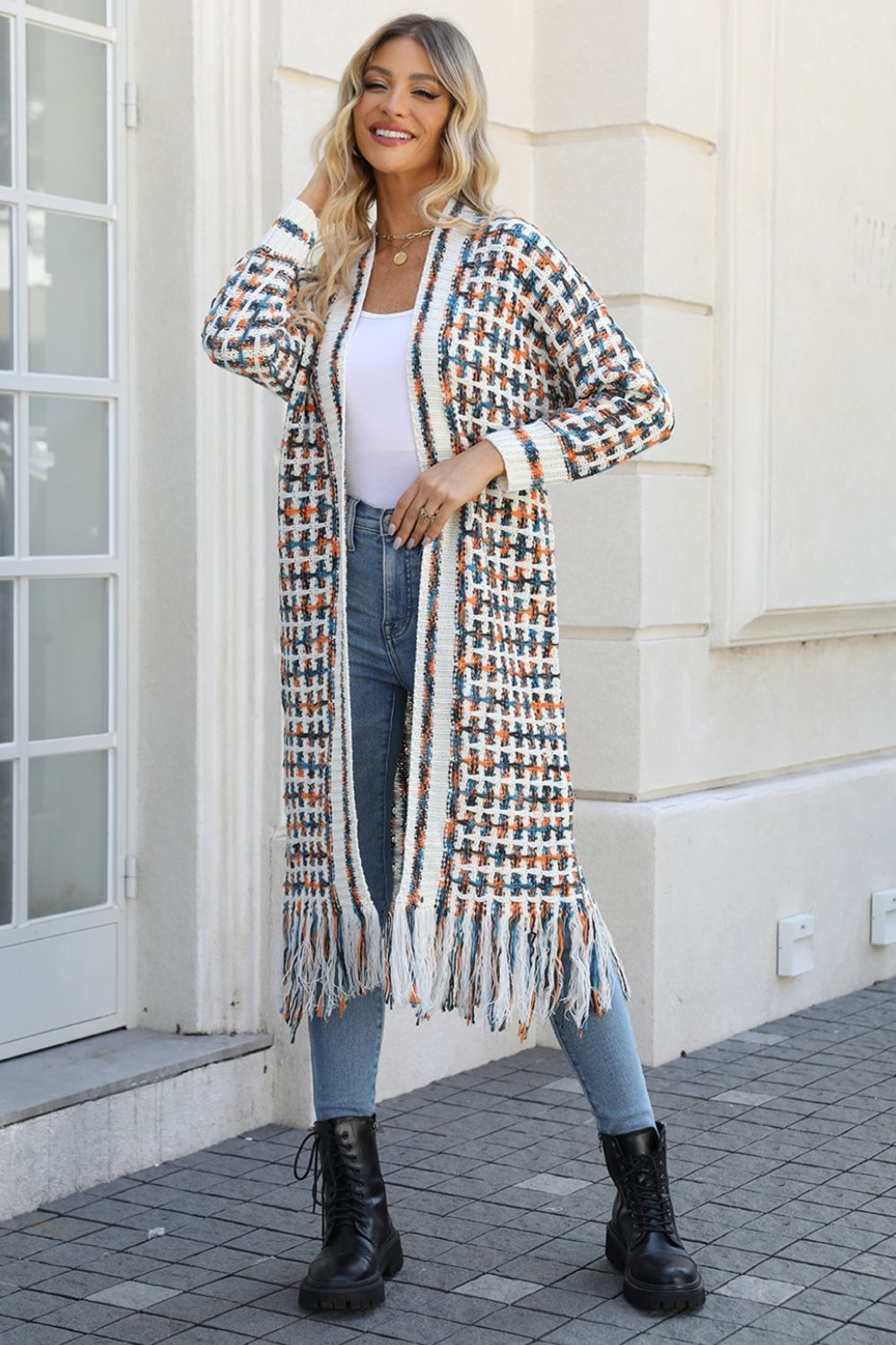 Hayden Multicolored Fringe Hem Cardigan