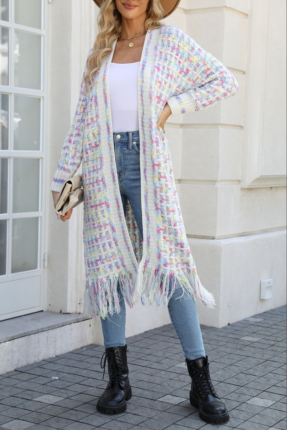 Hayden Multicolored Fringe Hem Cardigan