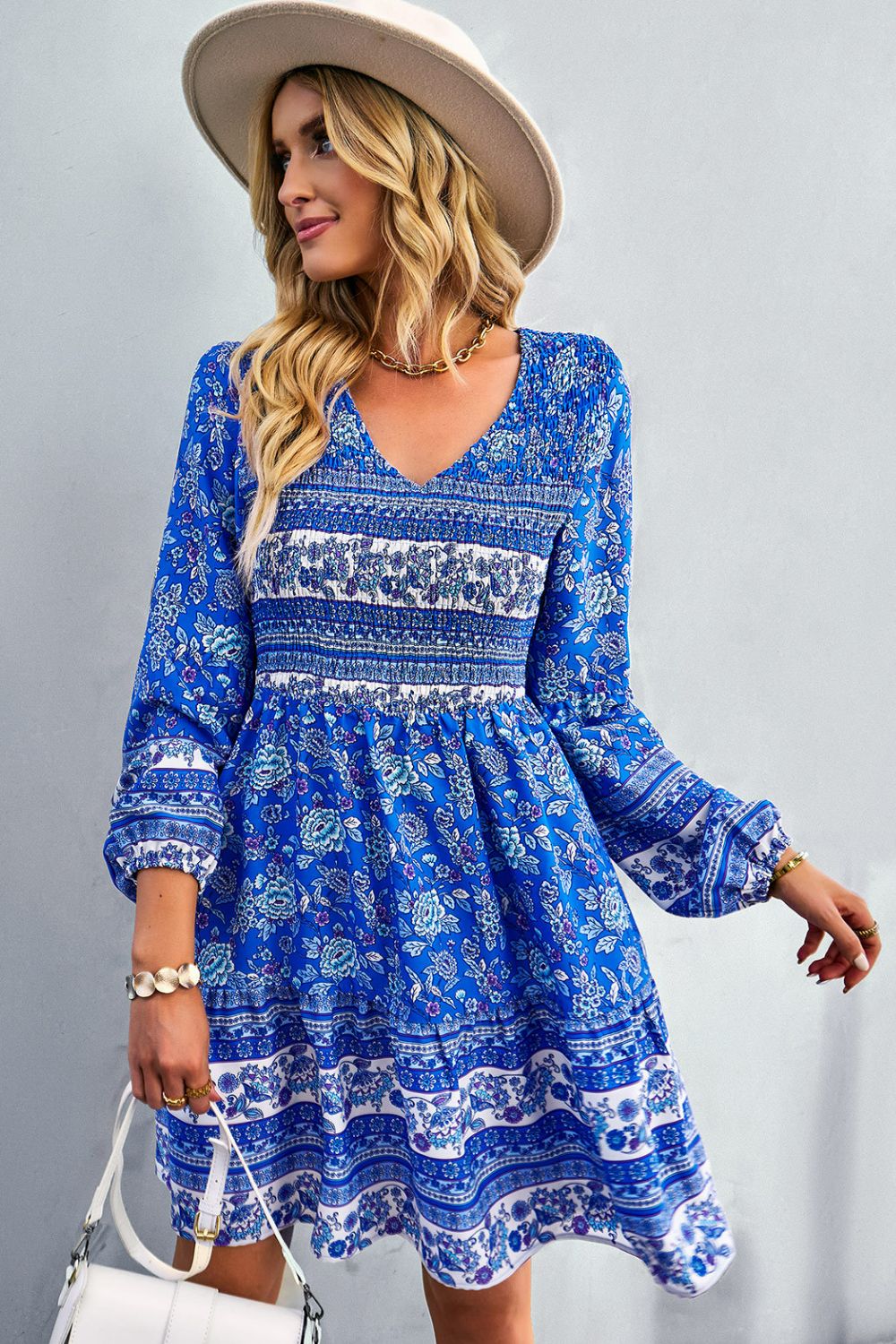 Boho V-Neck Mini Dress