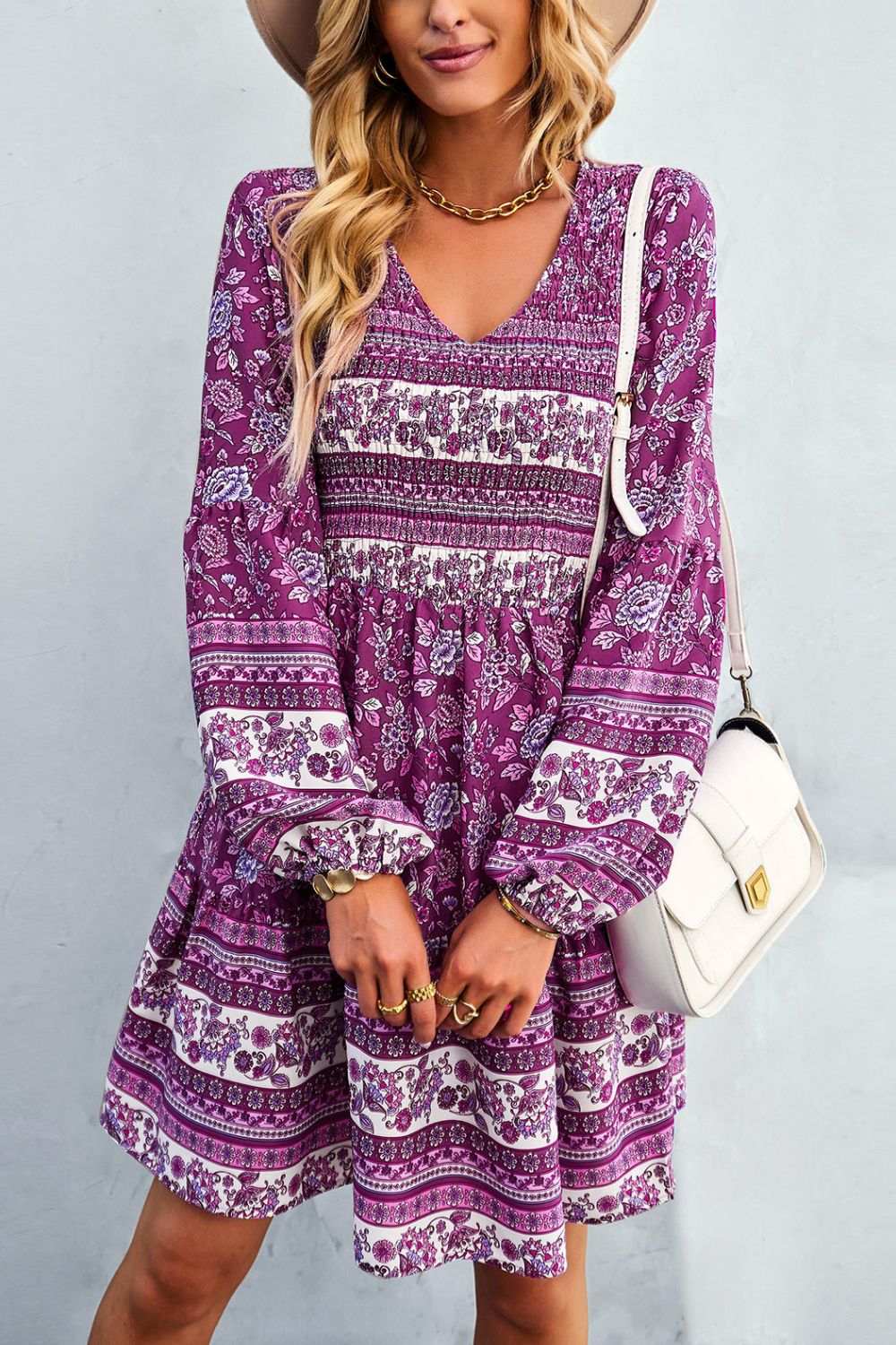 Boho V-Neck Mini Dress