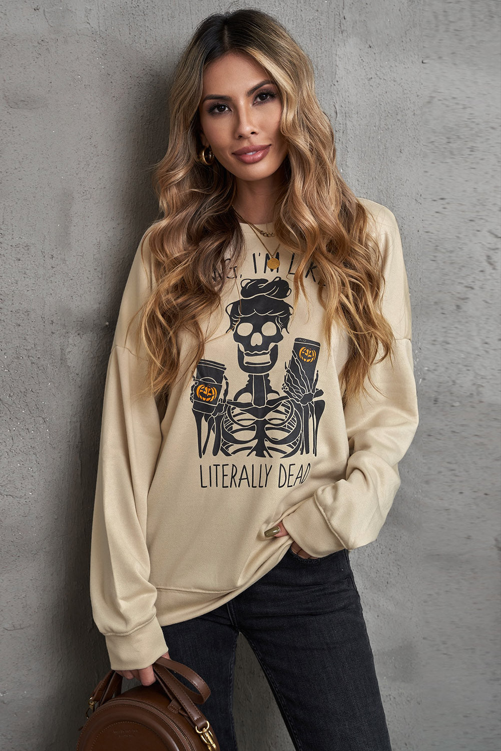 Pumpkin Spice Skeleton Life Graphic Sweatshirt