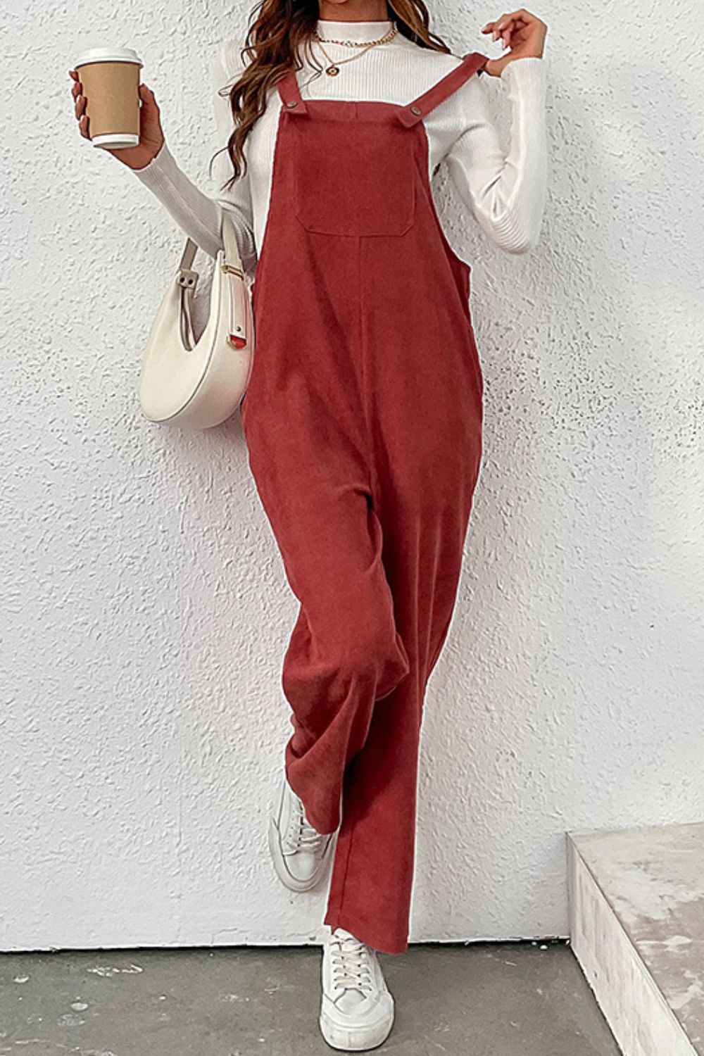 Mae Buttoned Corduroy Overalls