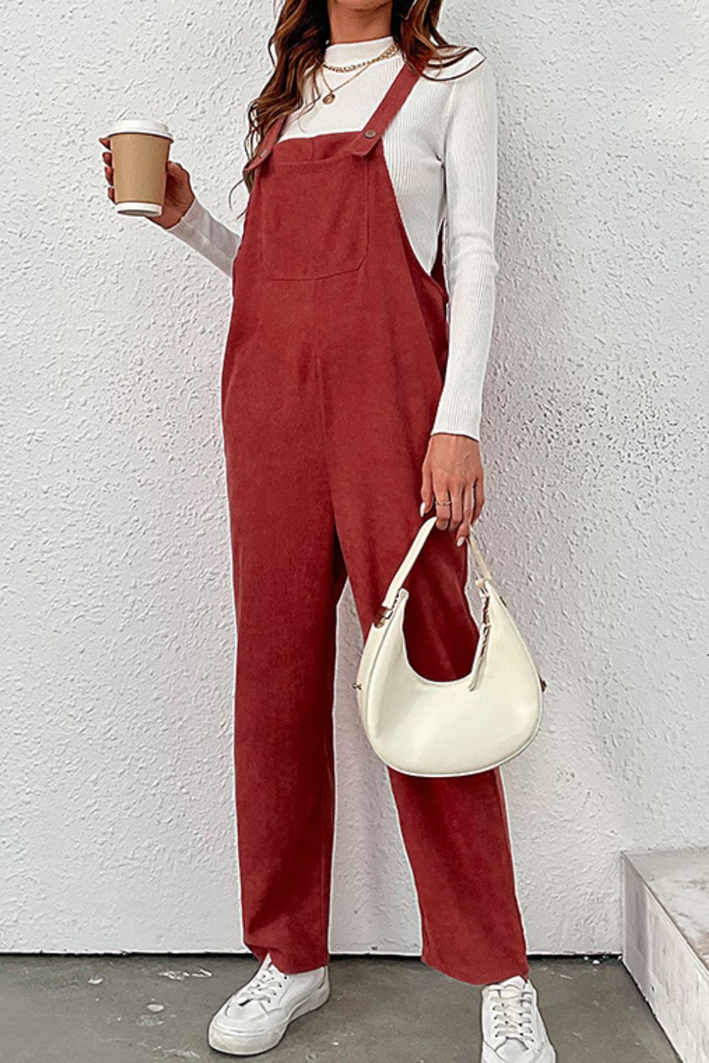 Mae Buttoned Corduroy Overalls