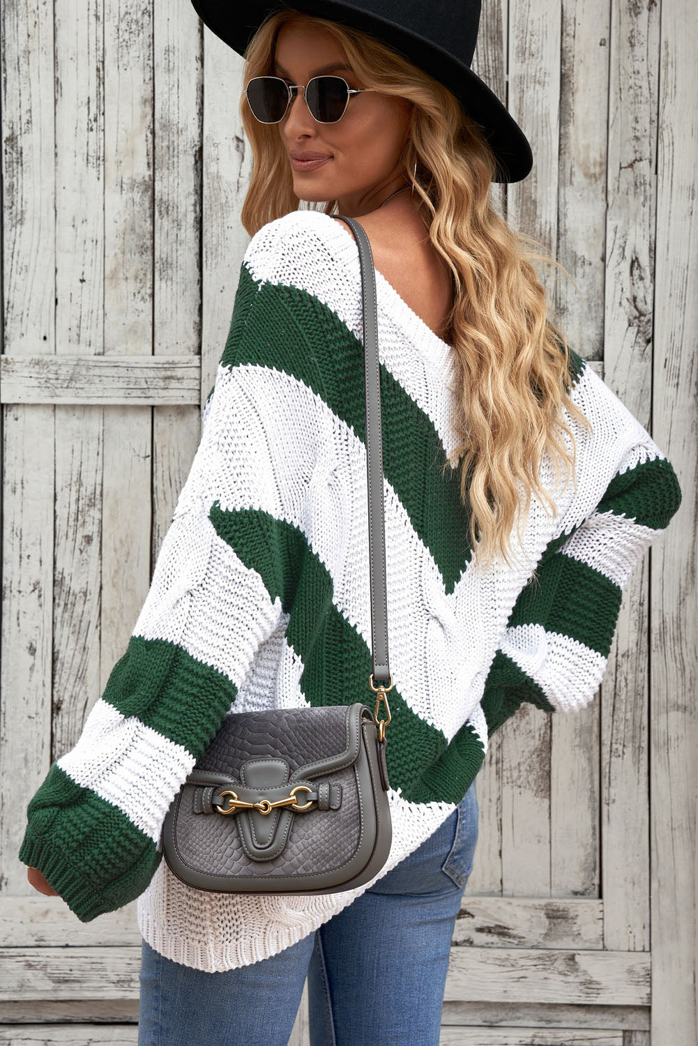 Woodcliff Chevron Cable-Knit Tunic Sweater