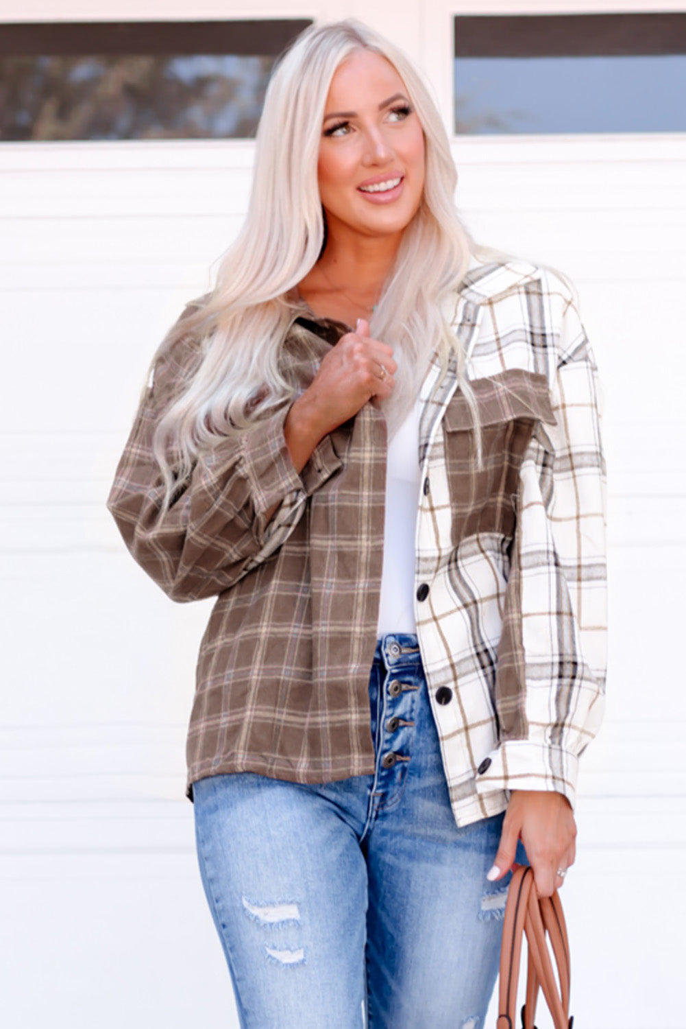 Quinn Plaid Contrast Button Up Shacket