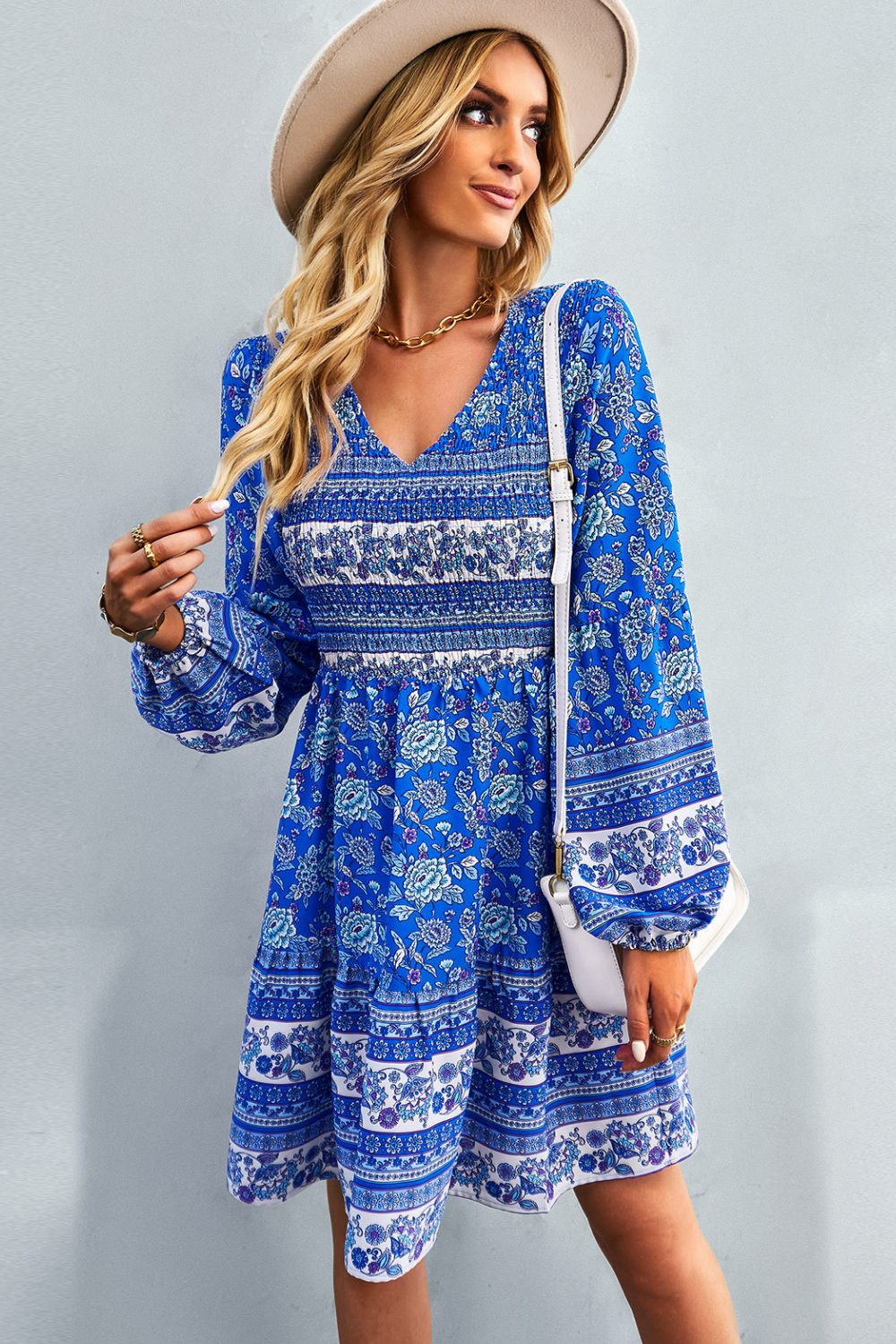 Boho V-Neck Mini Dress