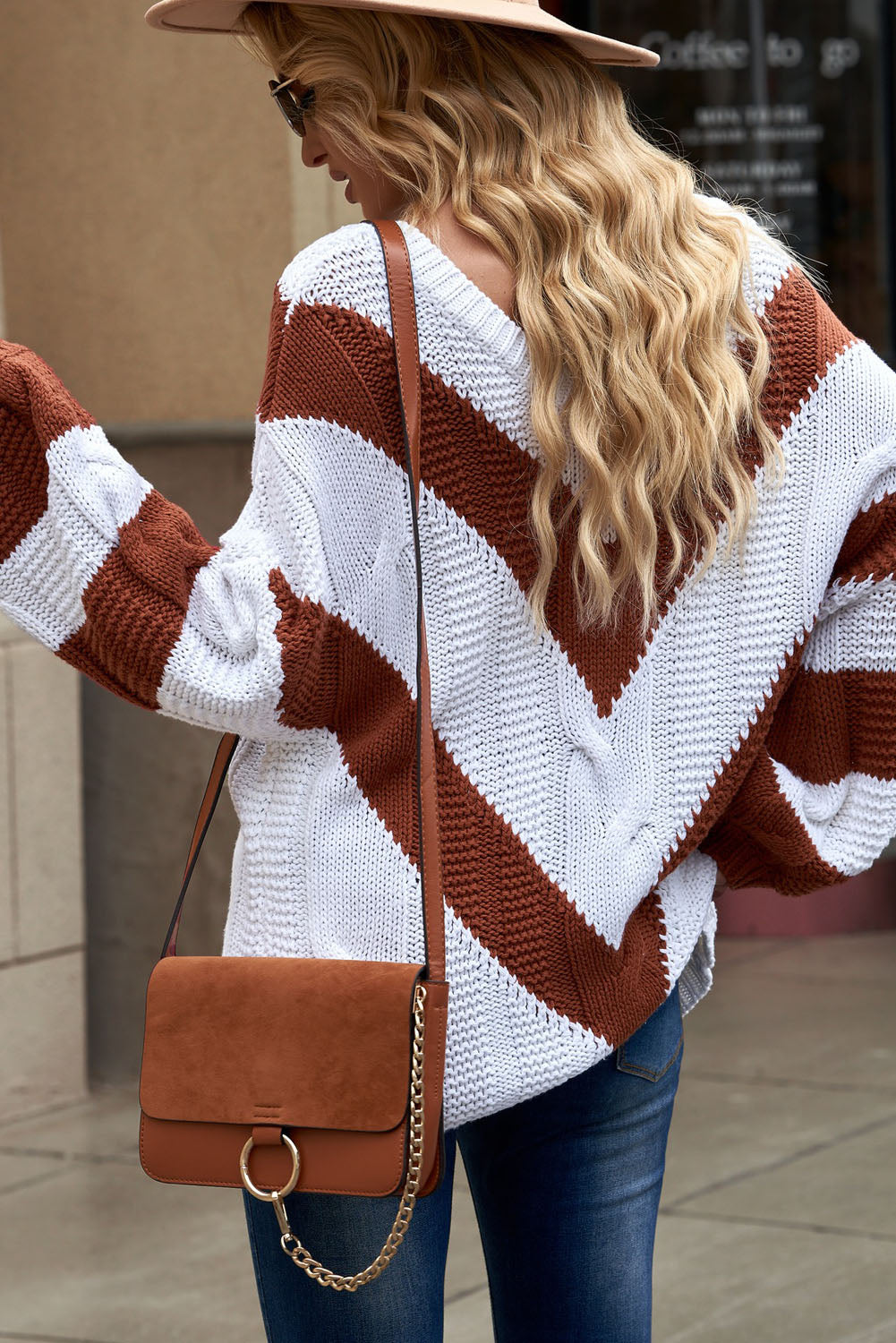 Woodcliff Chevron Cable-Knit Tunic Sweater