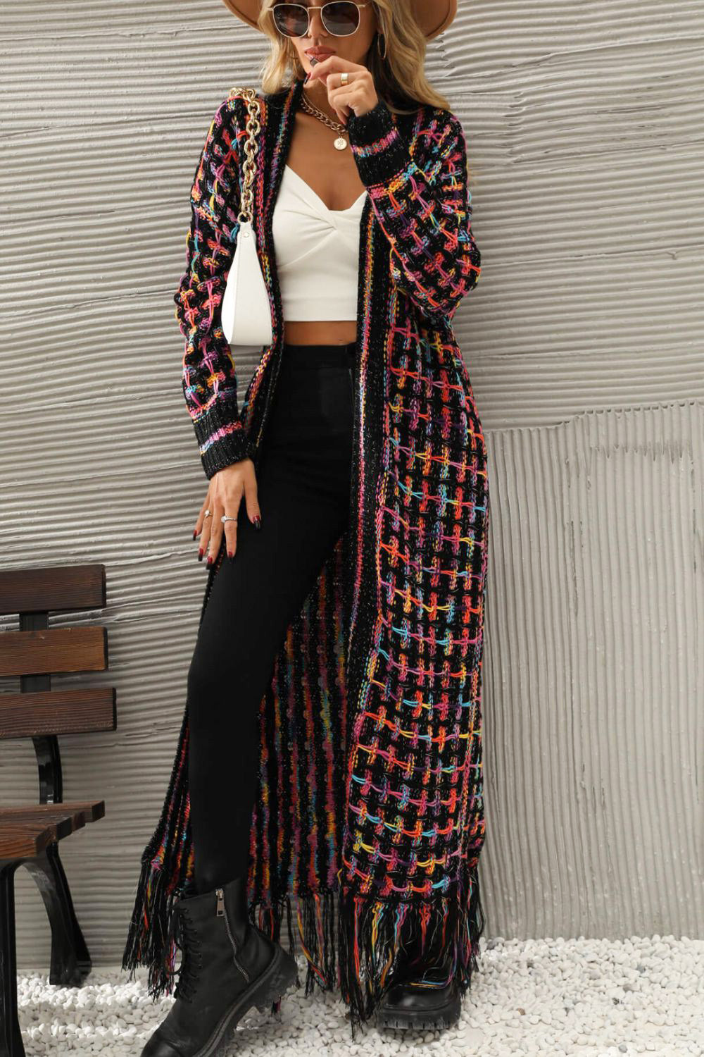 Hayden Multicolored Fringe Hem Cardigan