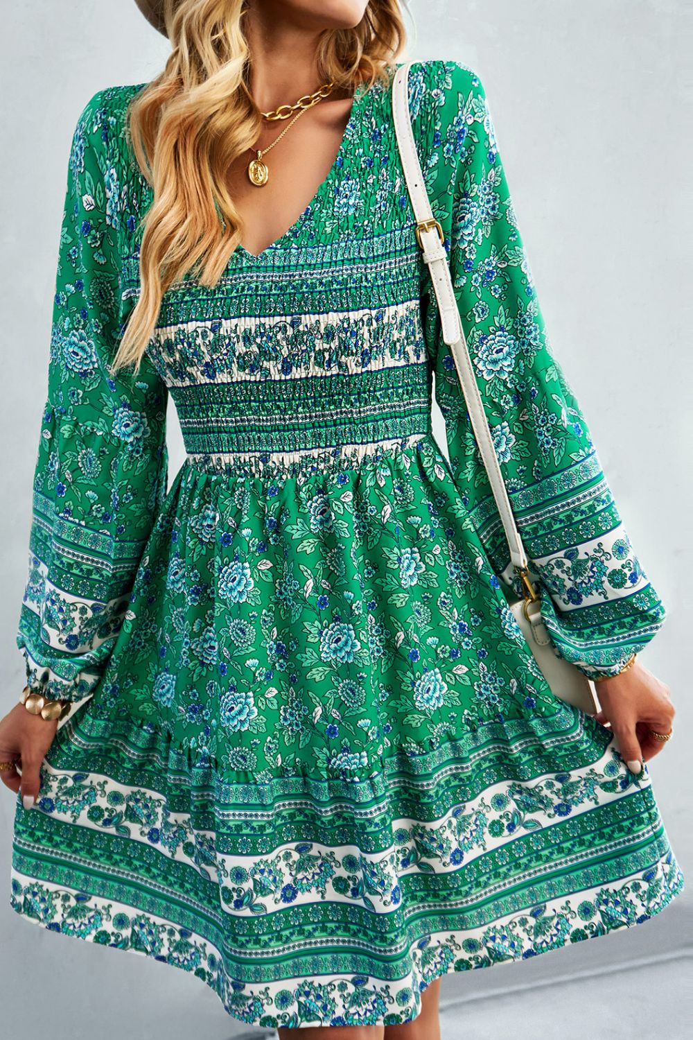 Boho V-Neck Mini Dress