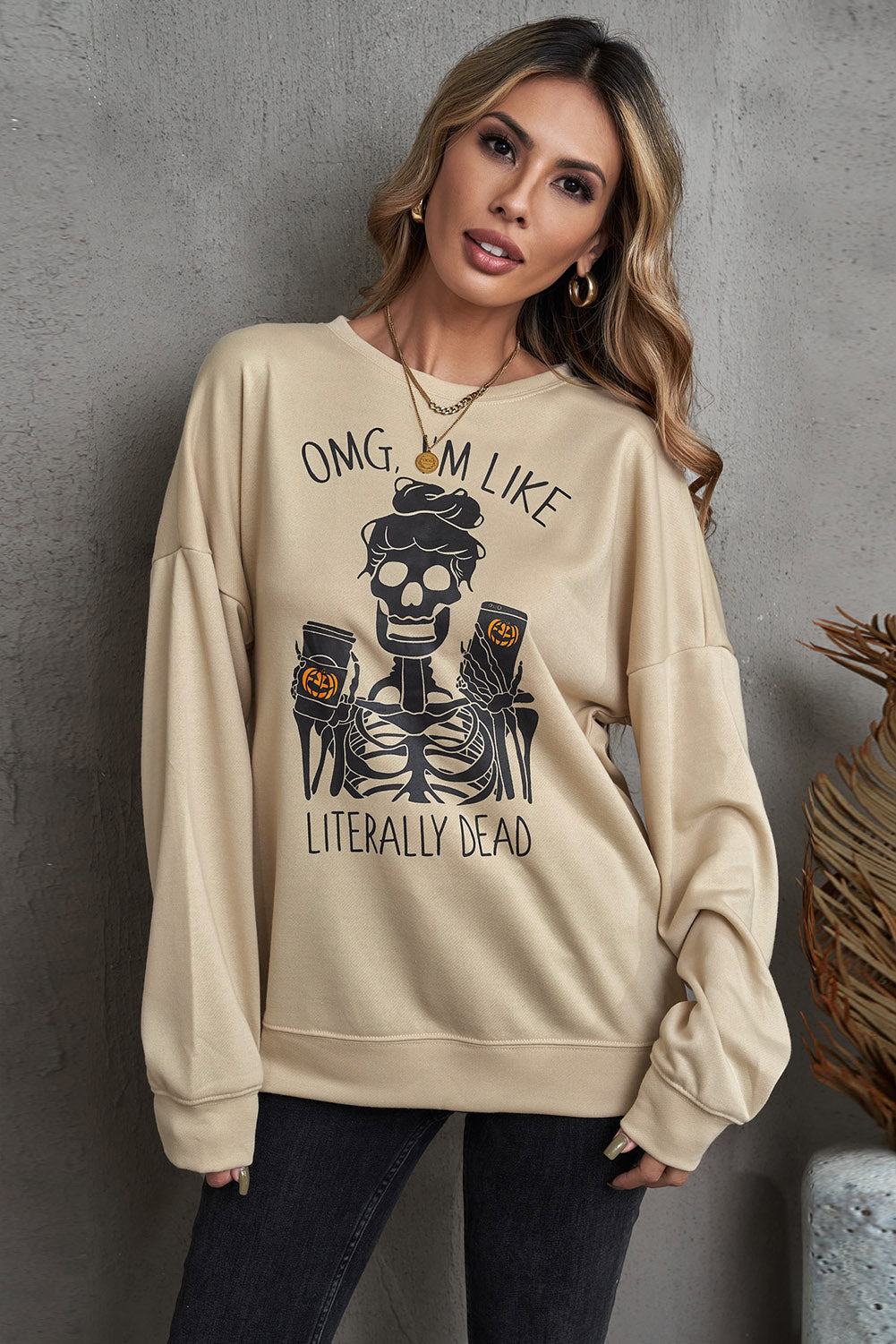 Pumpkin Spice Skeleton Life Graphic Sweatshirt