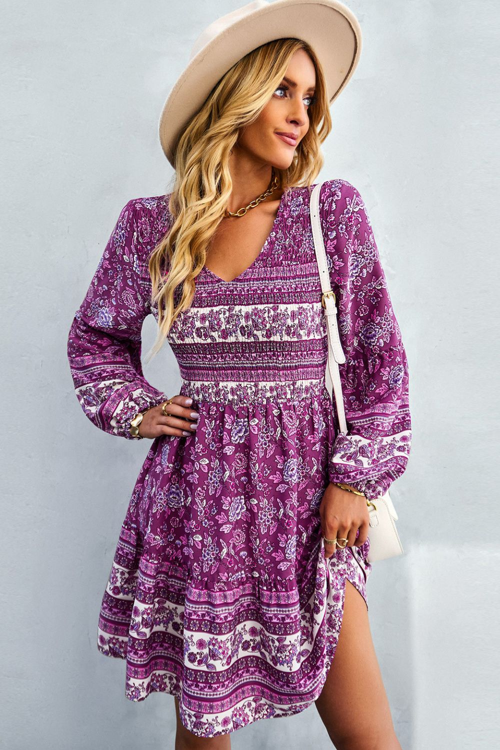 Boho V-Neck Mini Dress