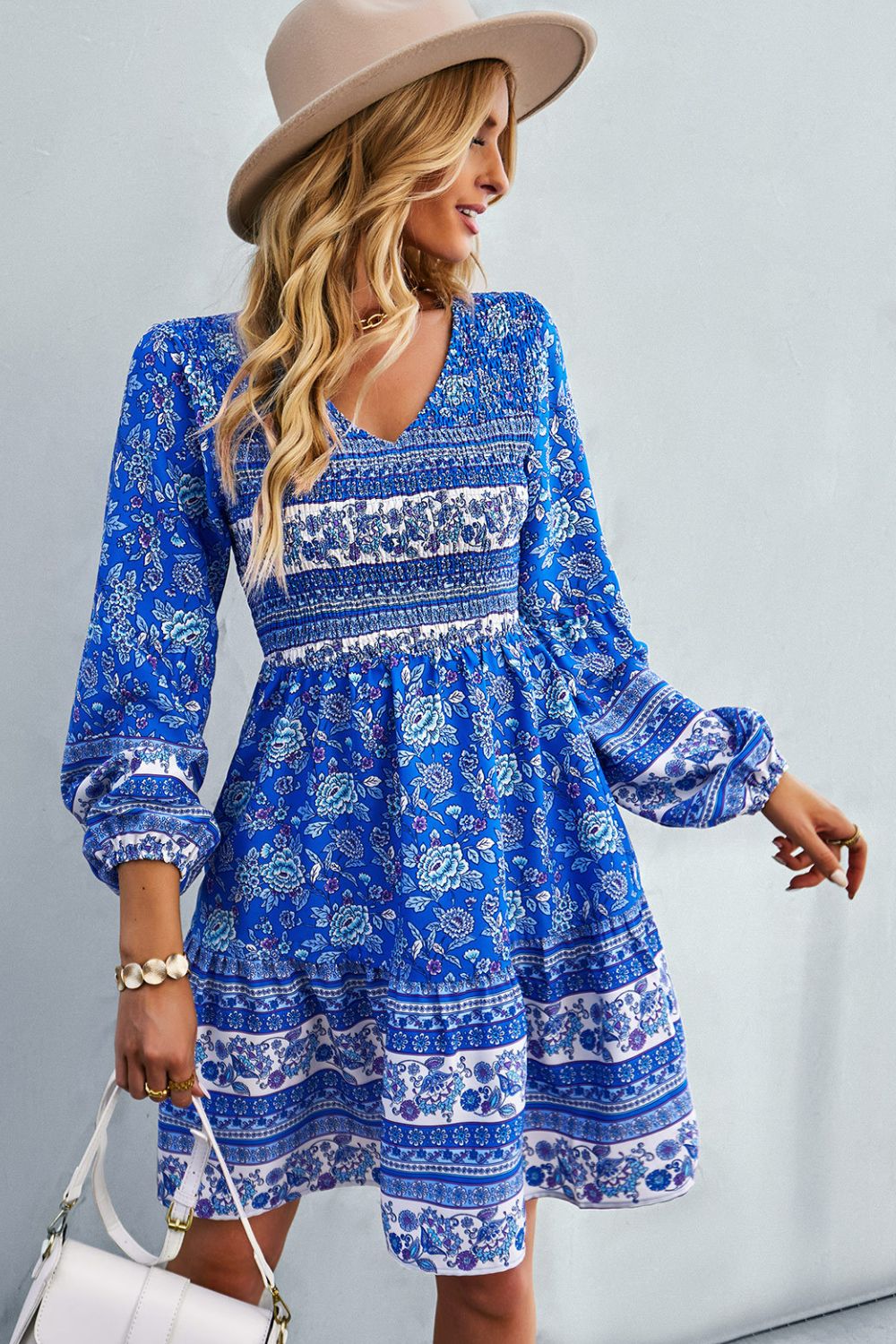 Boho V-Neck Mini Dress