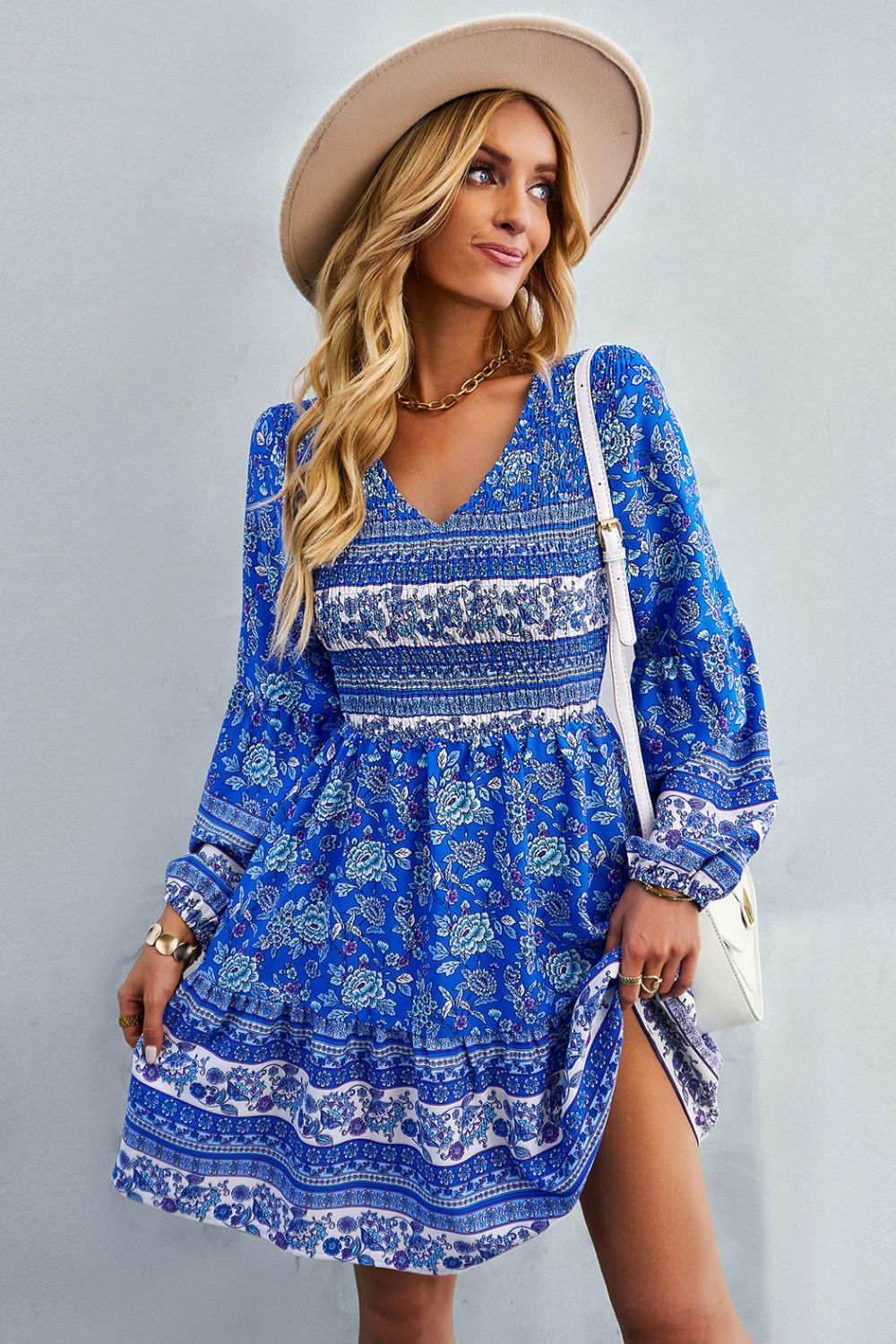 Boho V-Neck Mini Dress