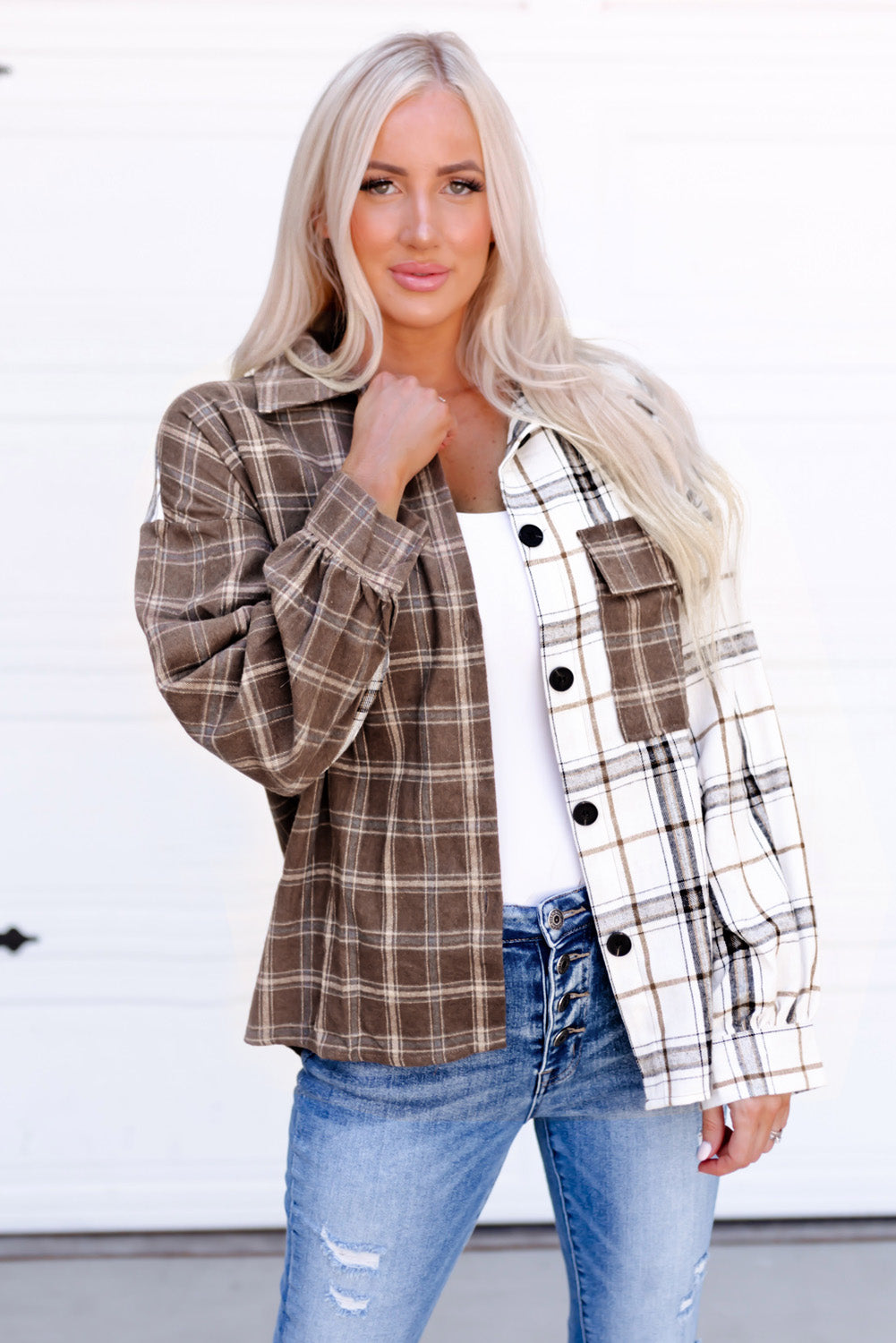 Quinn Plaid Contrast Button Up Shacket