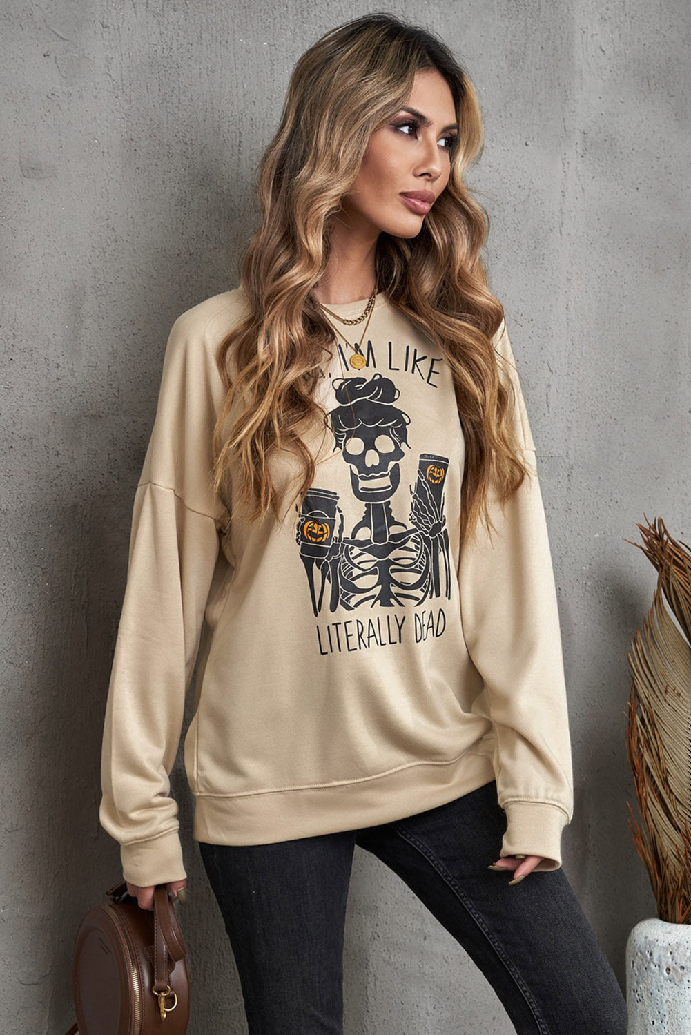 Pumpkin Spice Skeleton Life Graphic Sweatshirt