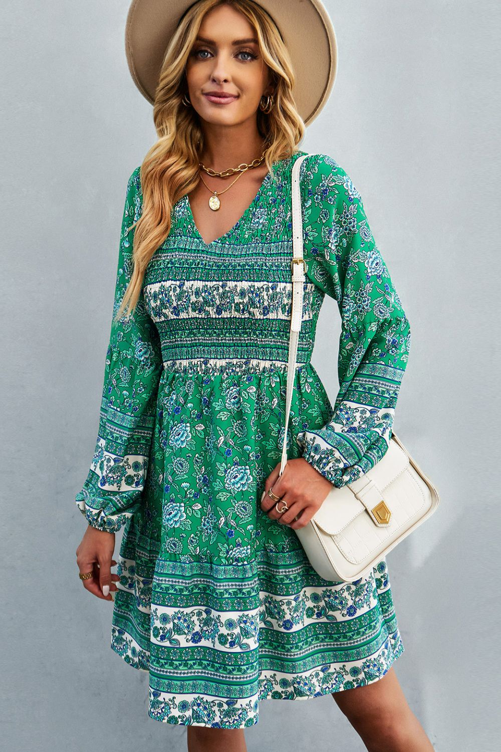 Boho V-Neck Mini Dress